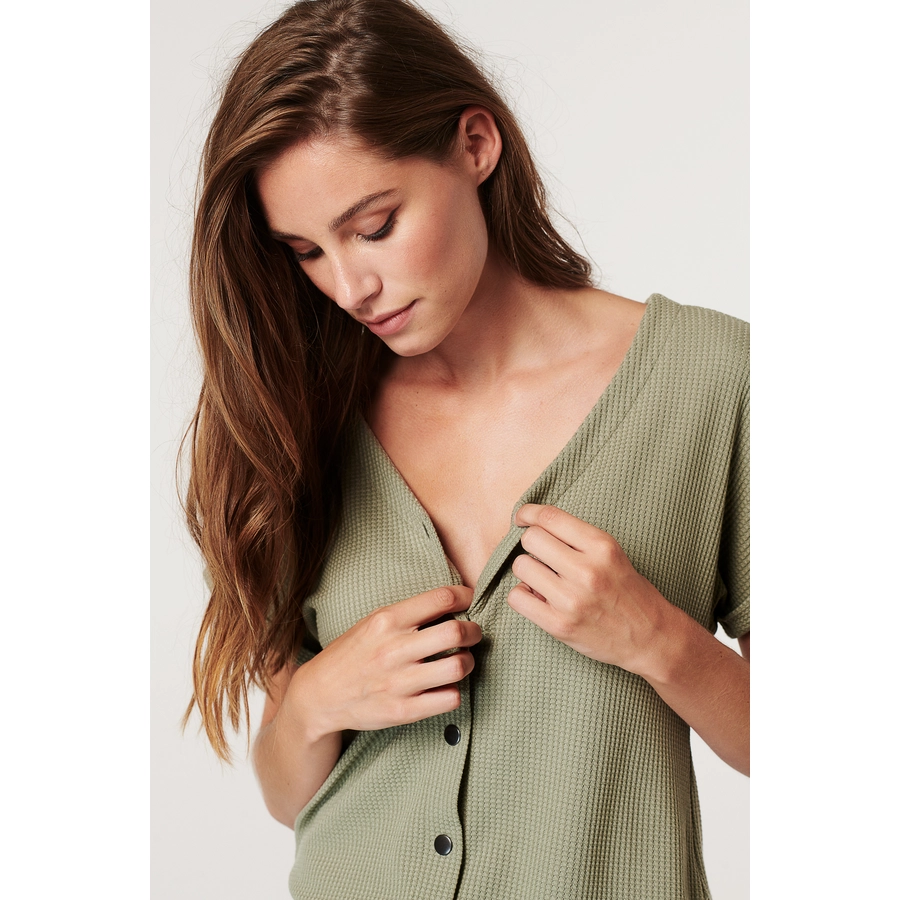 SUPERMOM Still-Jumpsuit Waffle Vetiver