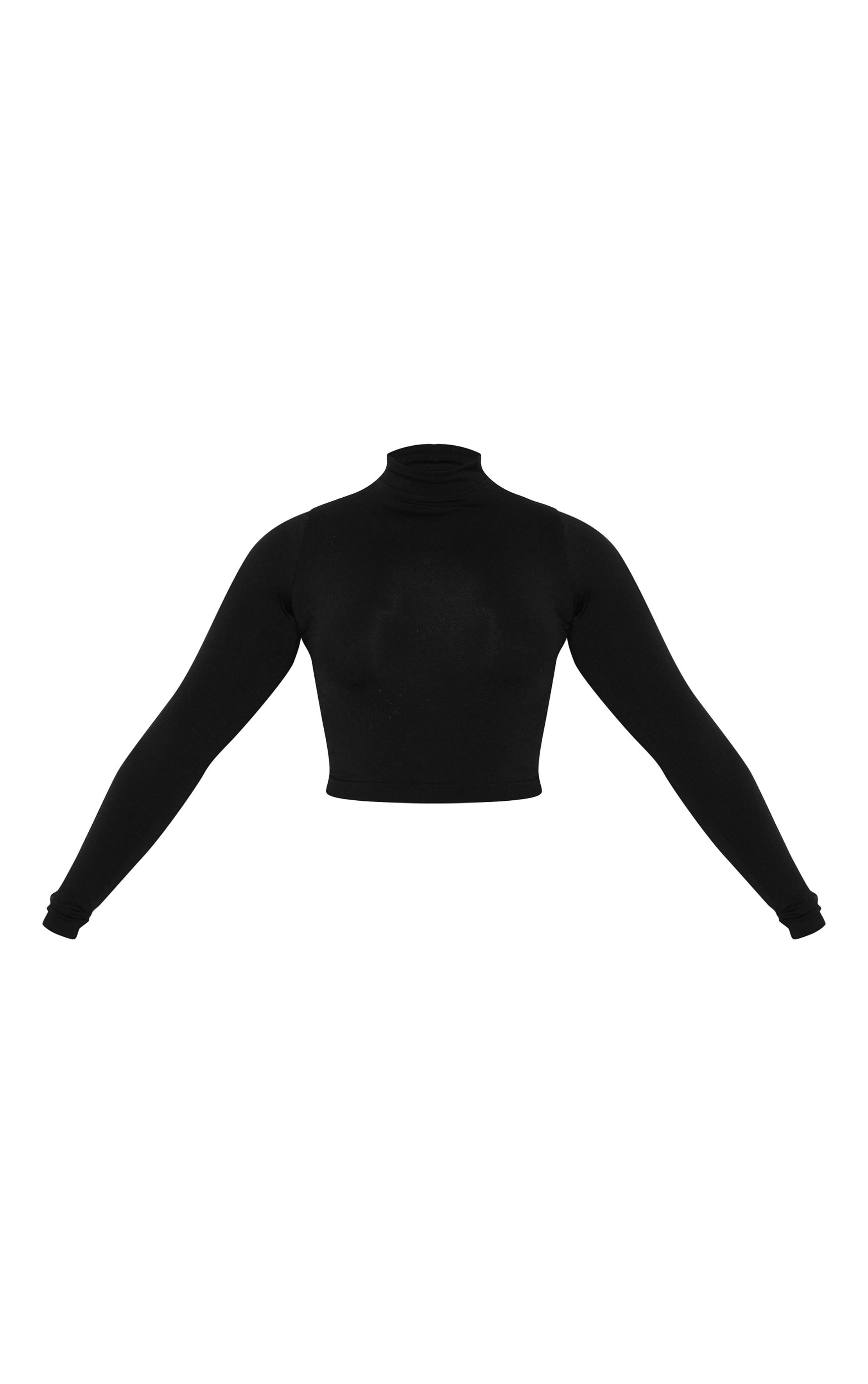 Noir Haut Moulant Sans Coutures À Col Montant Et Manches Longues Shape