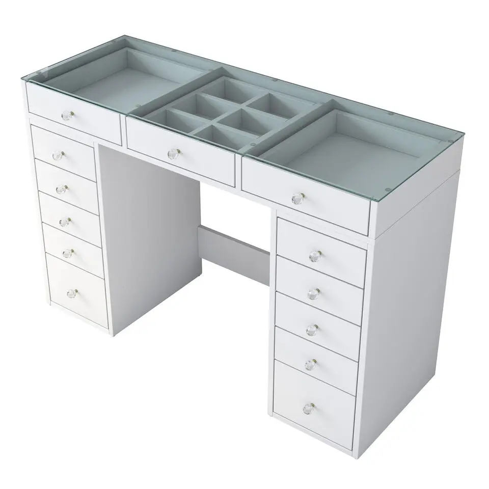Kaptafel Wit/Glas - 120x44,5x79,8cm - Beyas