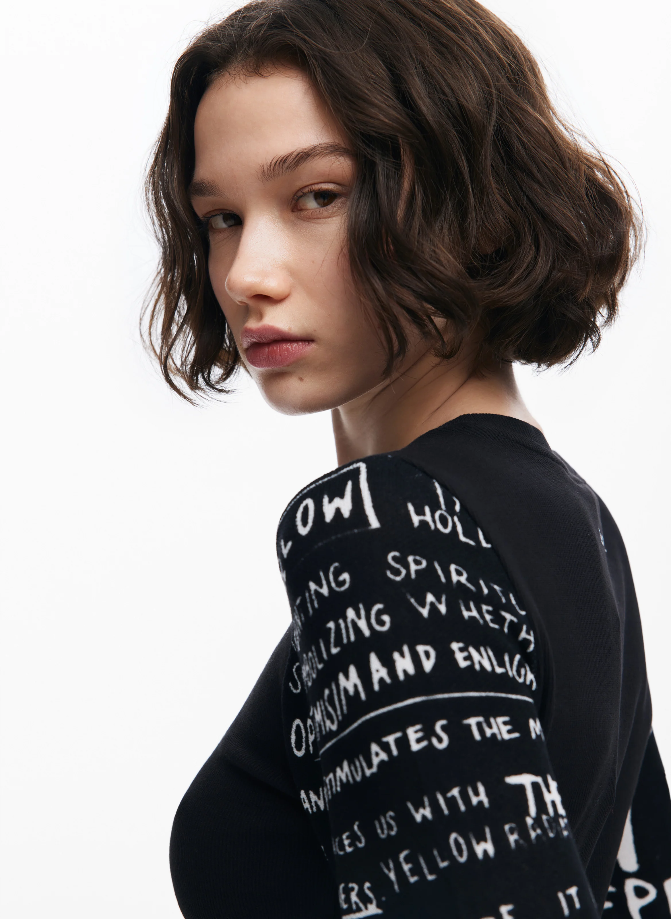 Tee-shirt col rond imprimé | Noir