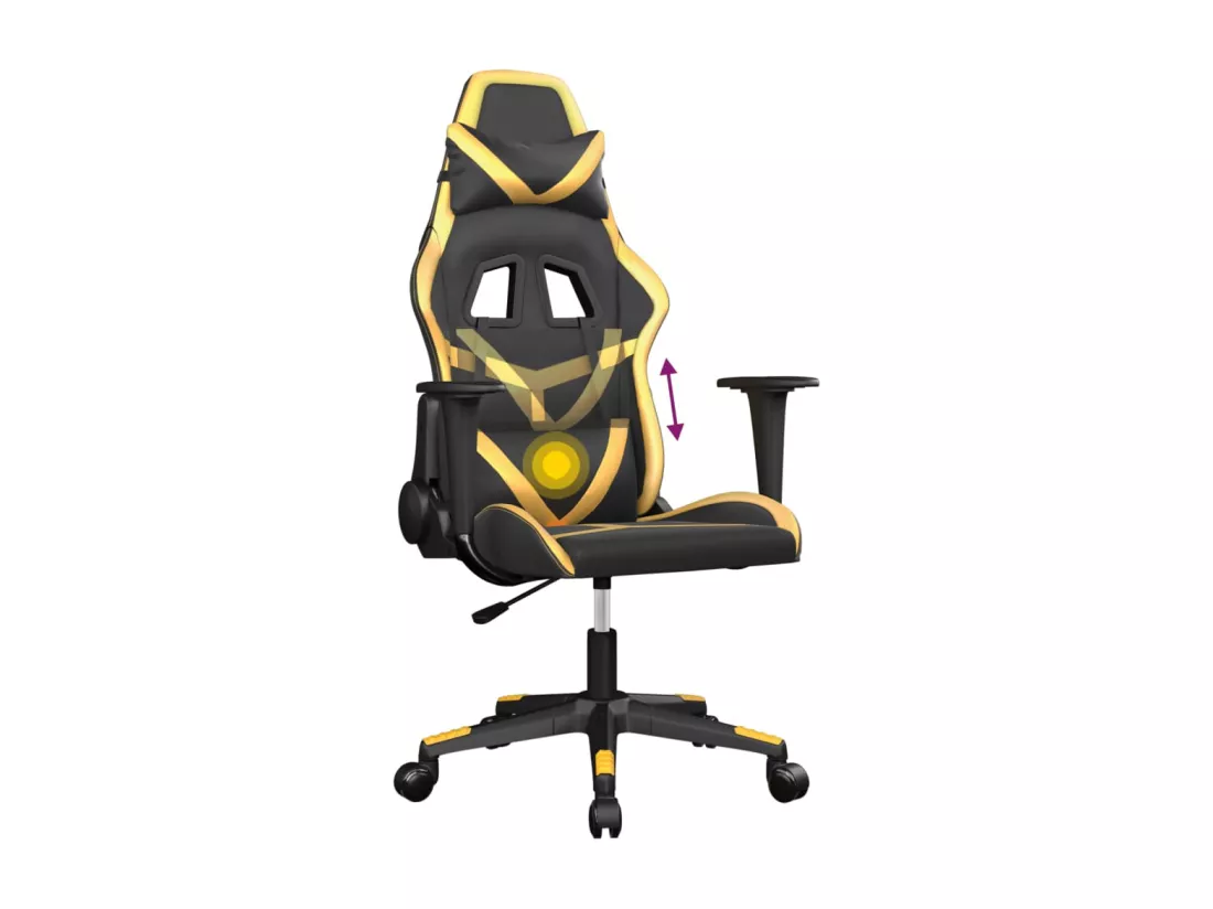 Chaise de jeu de massage Noir et doré Similicuir