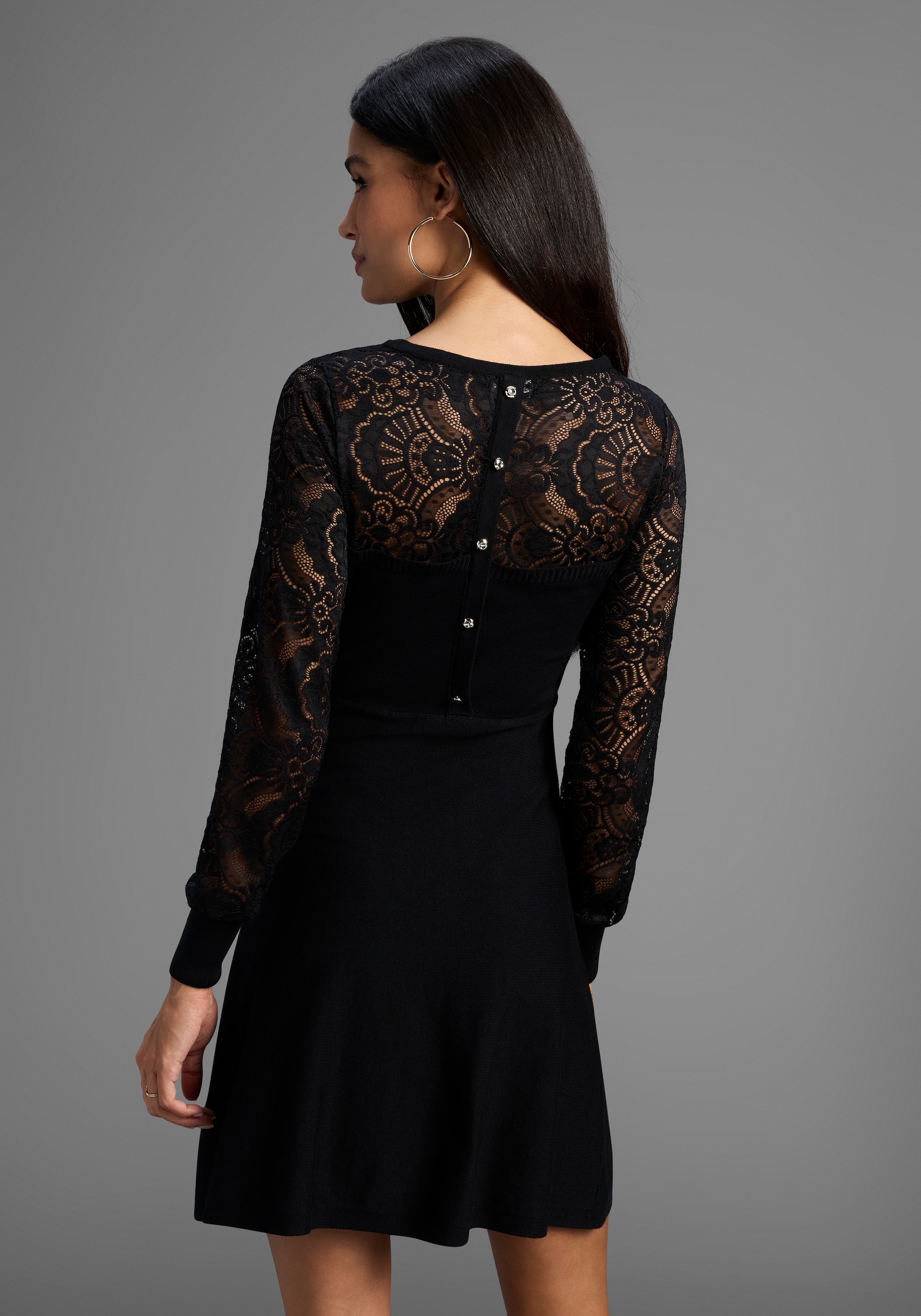Melrose Strickkleid Mini-Länge, für besondere Anlässe, mit Spitzeneinsatz