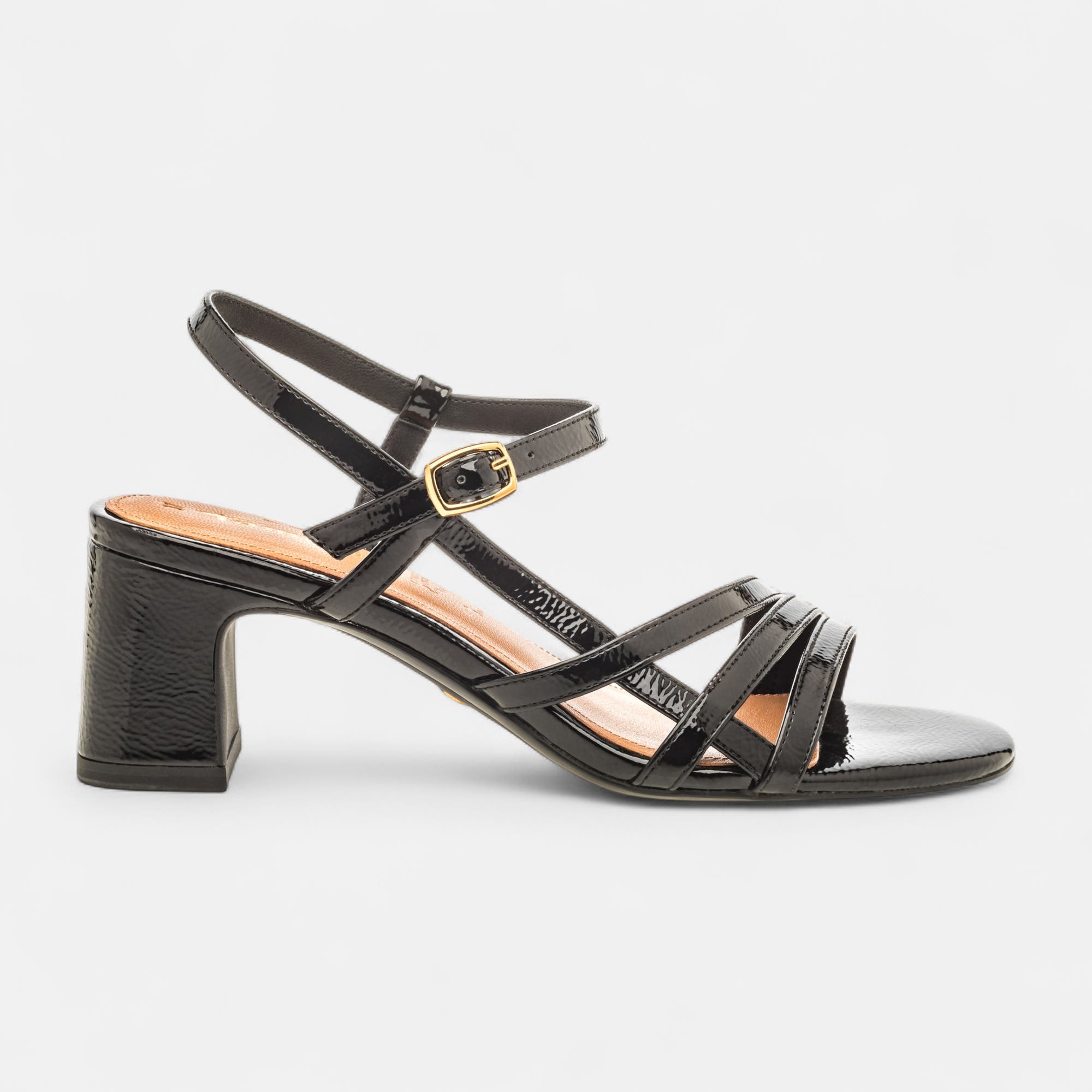 Nu-pieds à talon Femme noir vernis