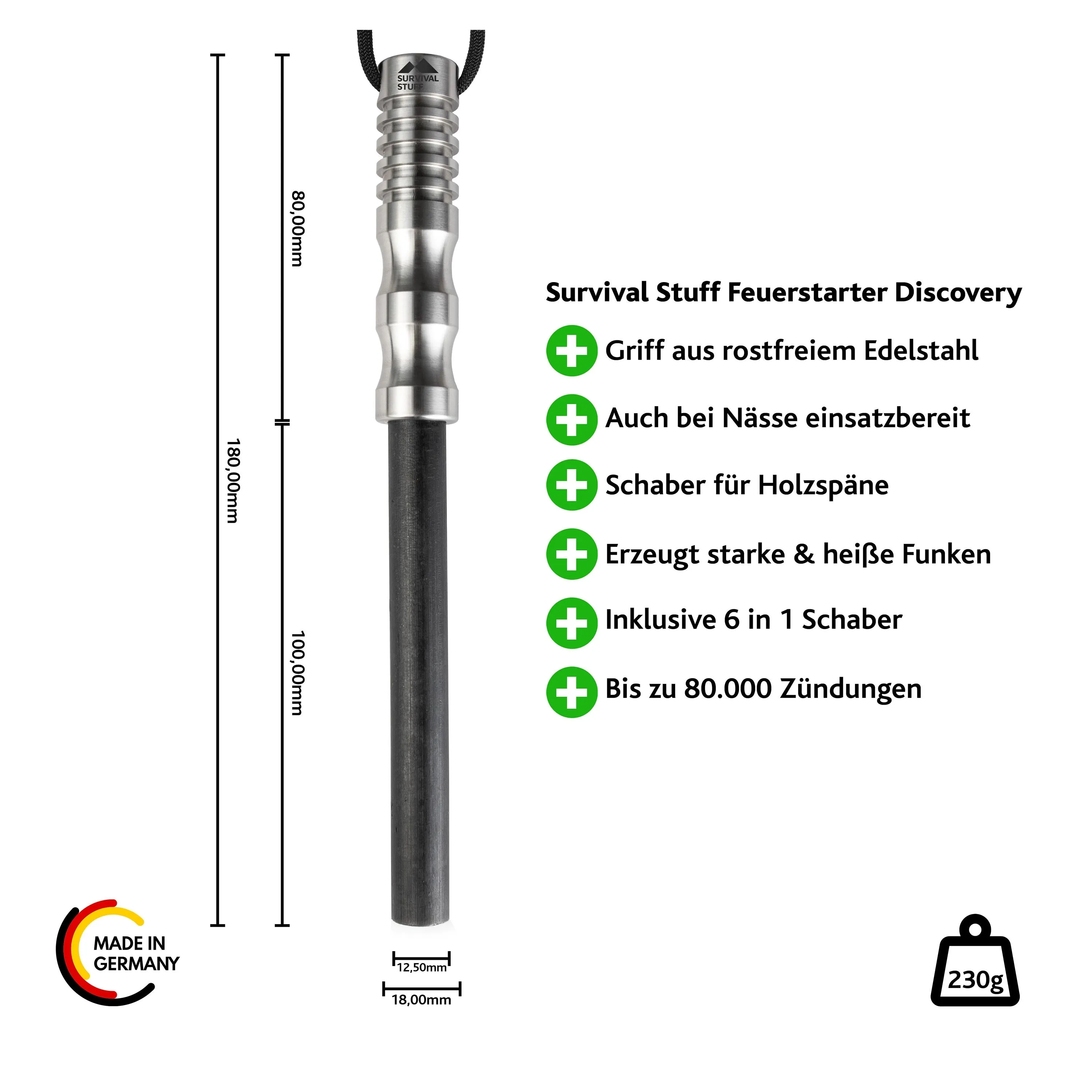 Survival Stuff -  Survival Stuff Feuerstahl Discovery schwarz silberfarben