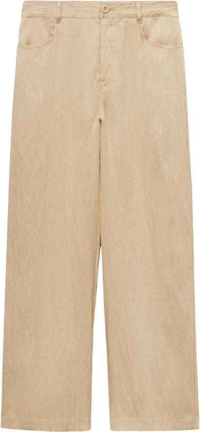 MANGO Flowy straight-fit trousers Light beige