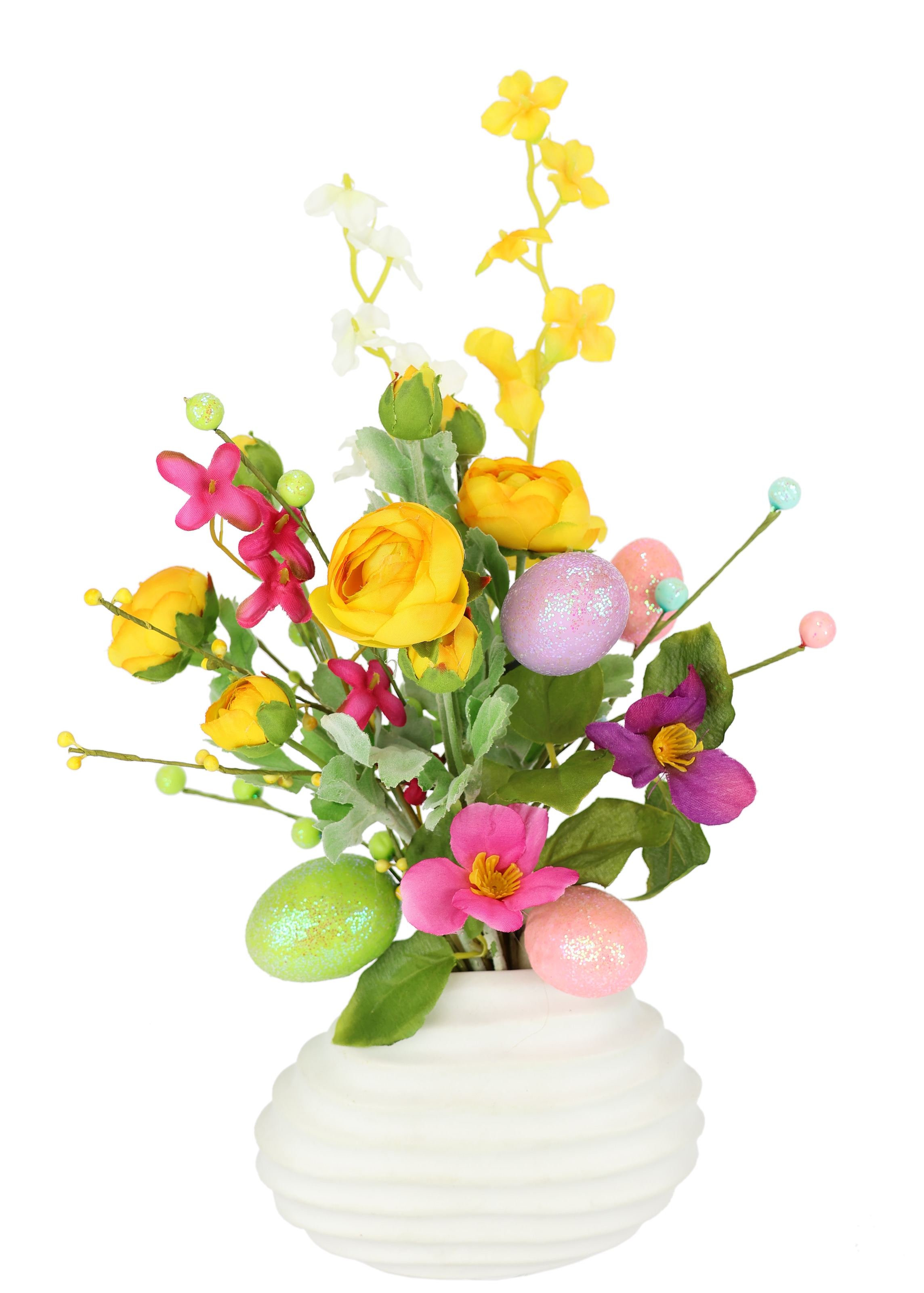 I.GE.A. Kunstblume »Frühlingsstrauss« In Vase aus Keramik Blumenstrauss Lavendel und  Eier