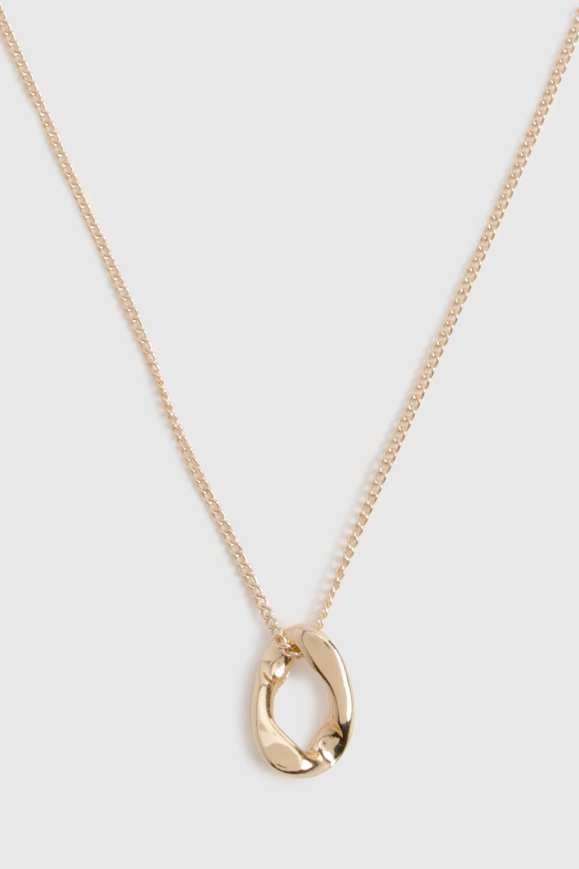 boohoo Collier pendentif ovale martelé