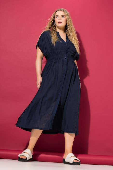 Midikleid, A-Line, Knopfleiste