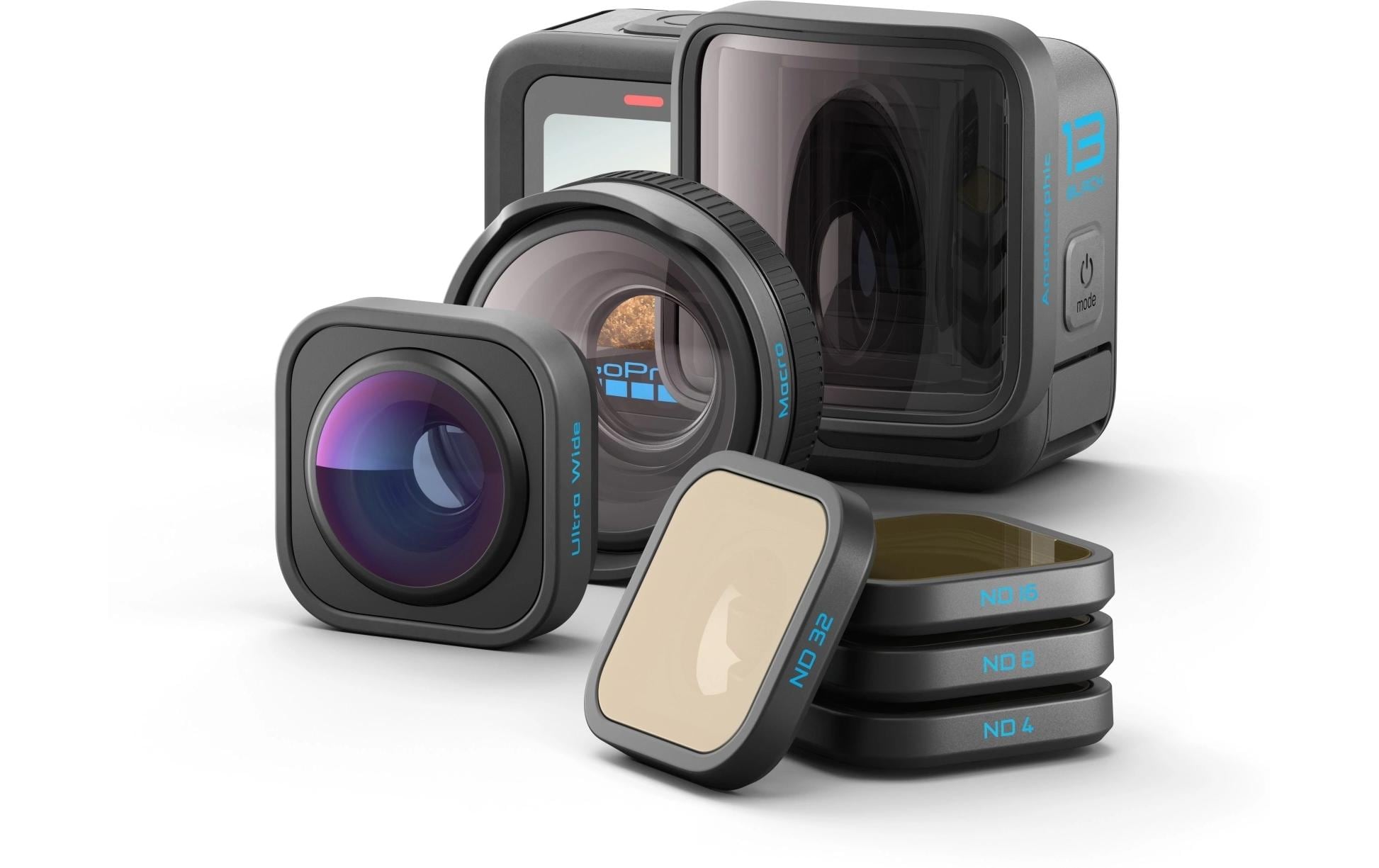 Actionkamera HERO13 Black Lens Bundle<br>Action Cam mit Ultraweitwinkel-, Makro- und anamorphotischem Objektiv