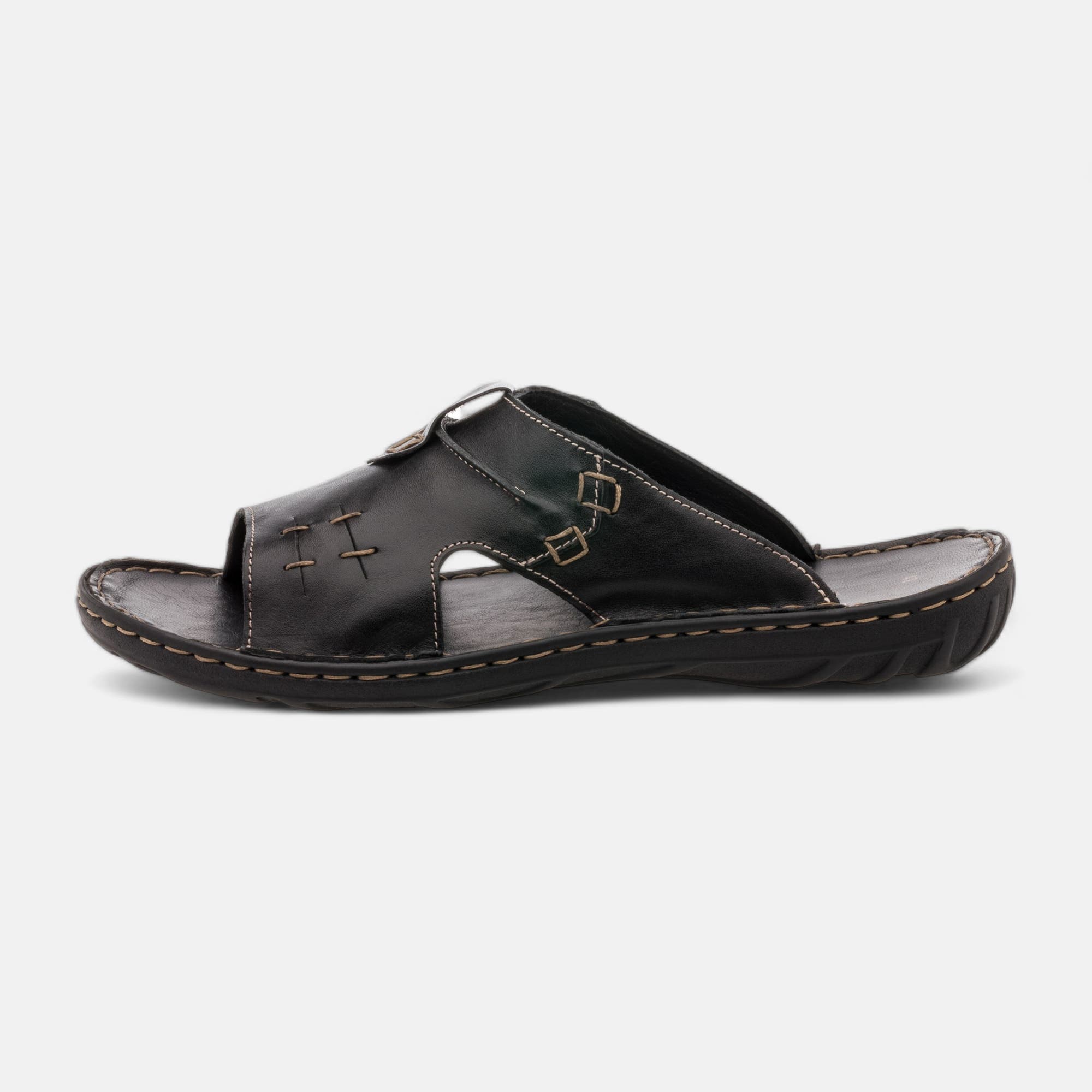 Mules Homme en cuir noir