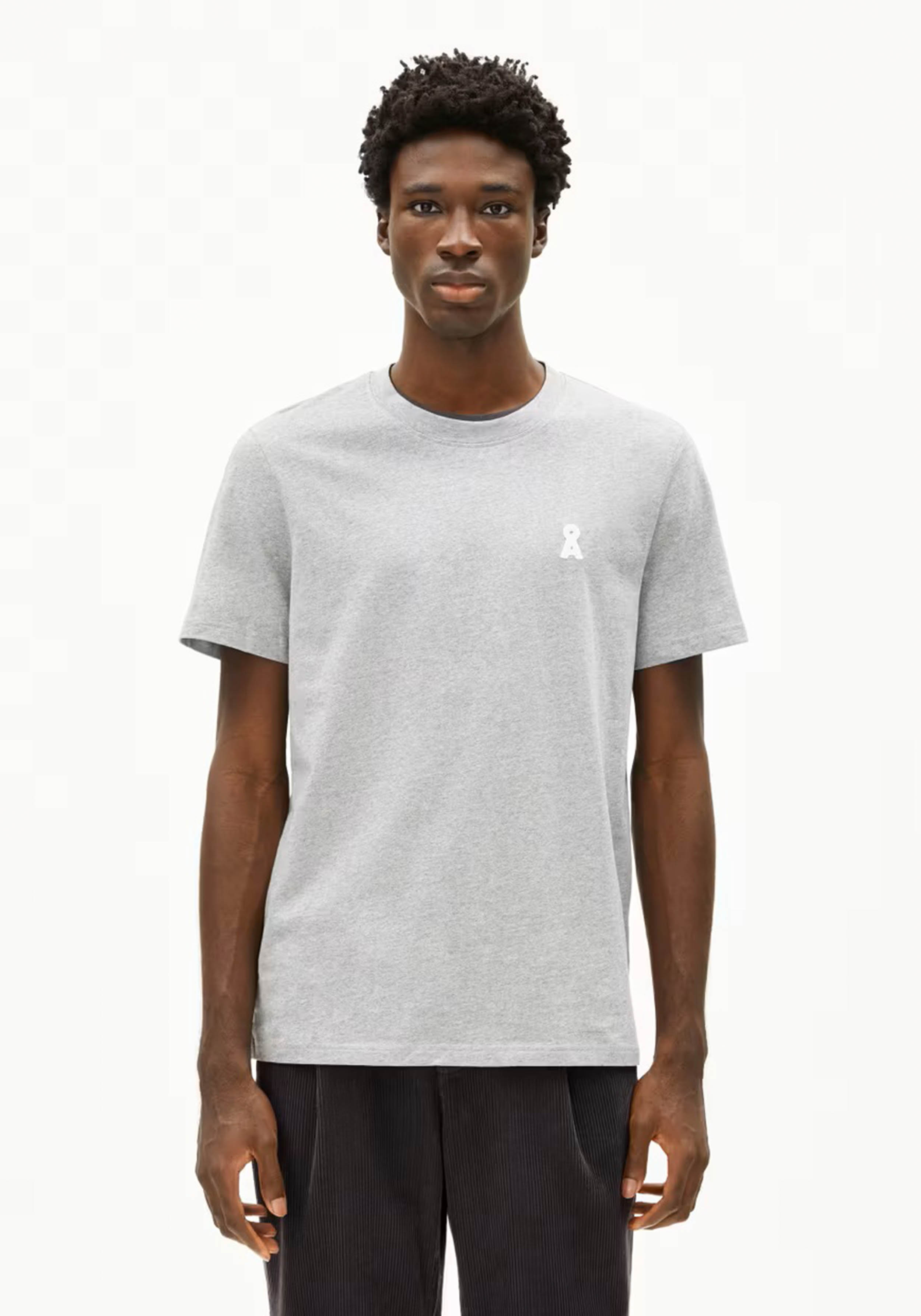 Armedangels T-Shirt Maarkos Iconic Å MLNG Silver Melange