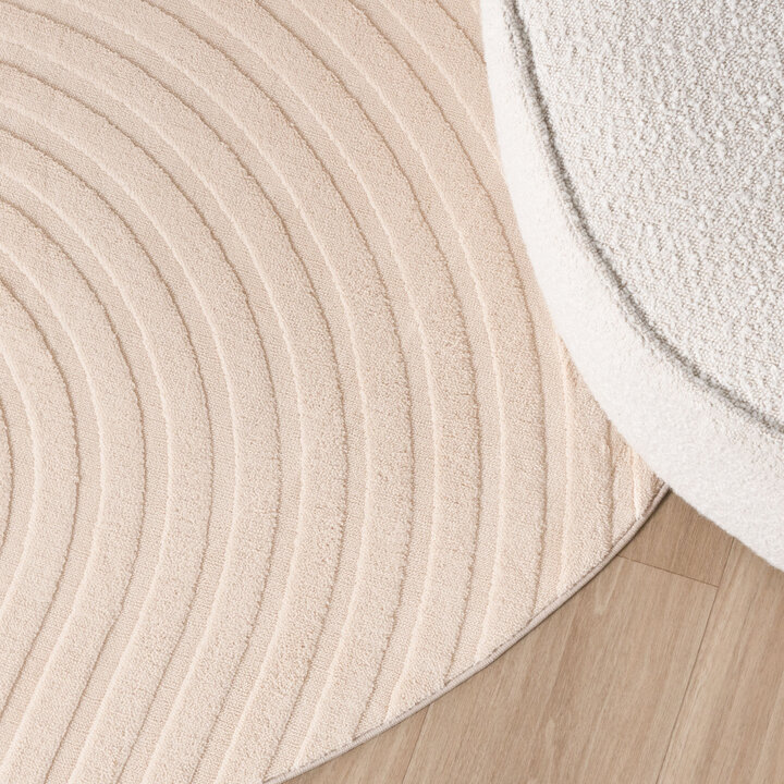 Rond Scandinavisch vloerkleed - Charm Curves Beige