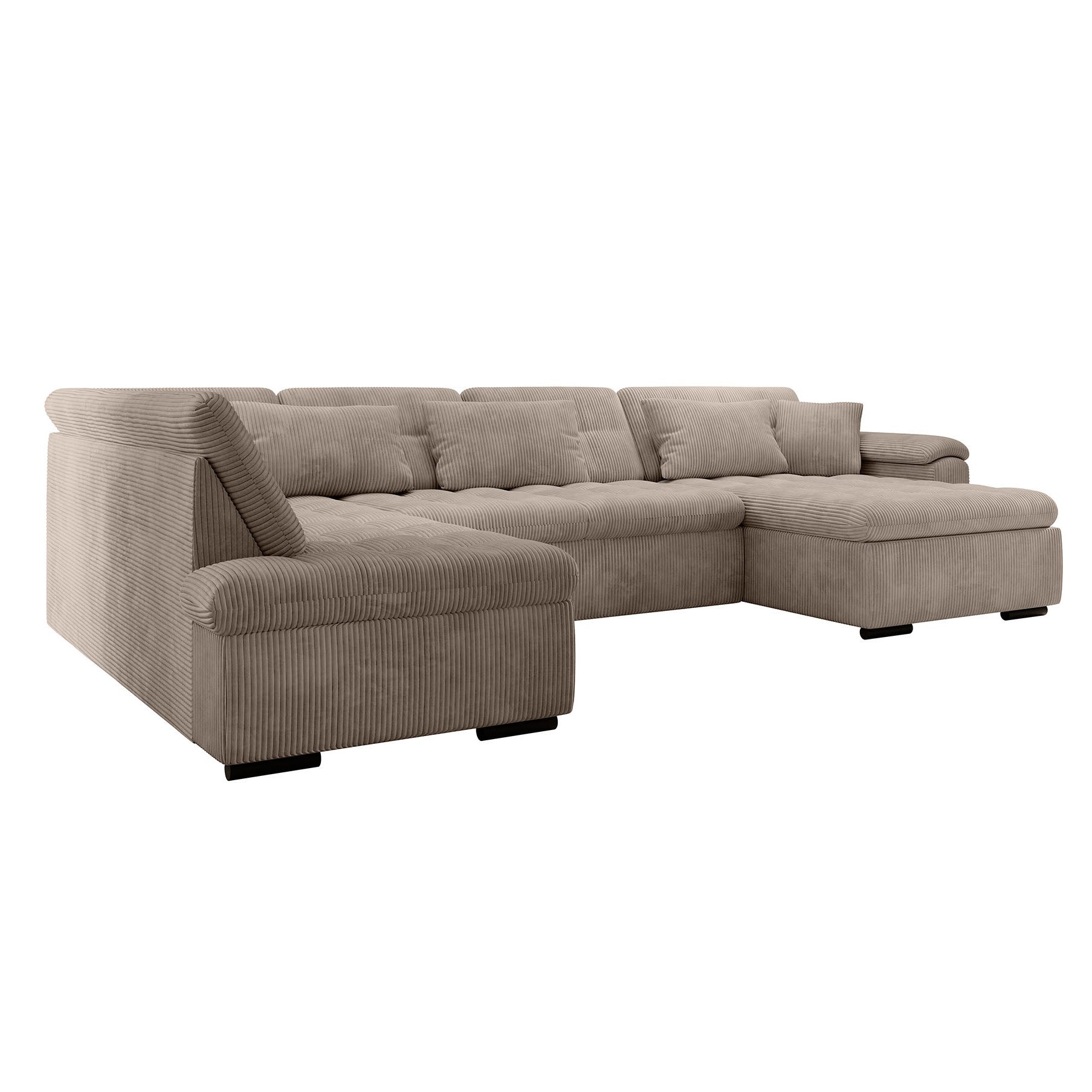 Nicoreta - Hoekbank 5-zits met chaise longue - Ribstof bruin - Rechts