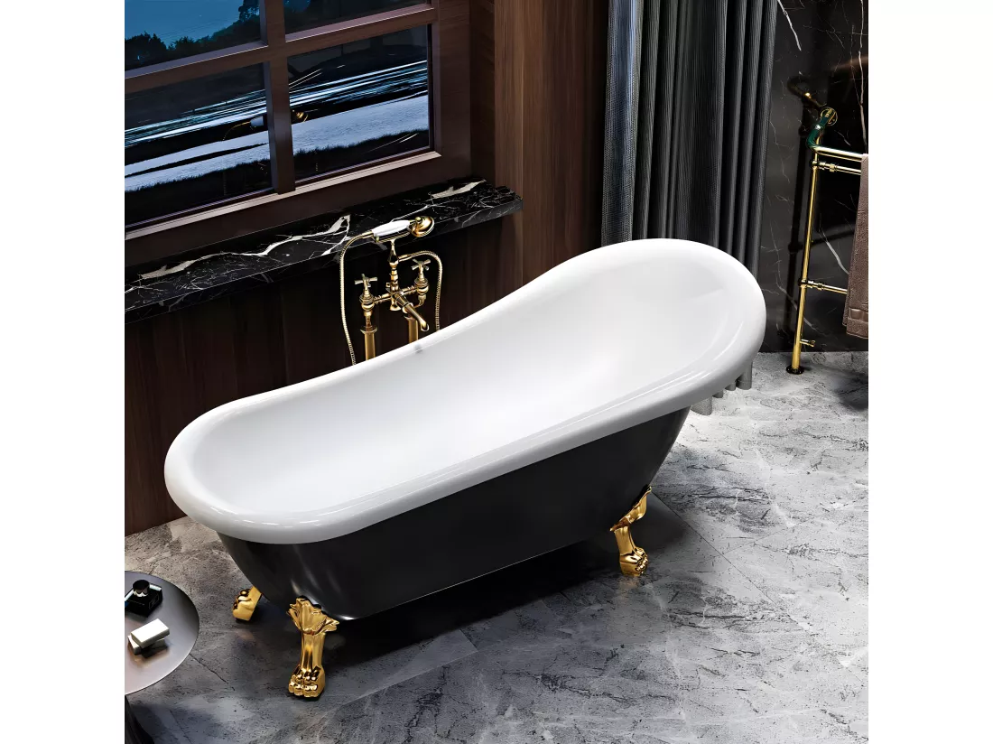 Baignoire ancienne rétro sur pieds RICHMOND Noire 171 cm Pieds de Lion Noirs