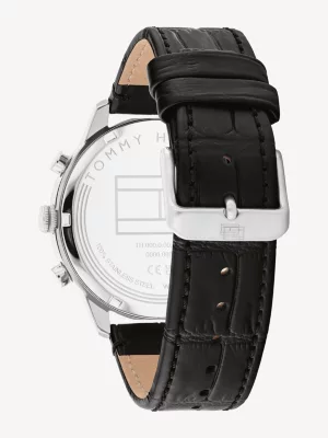 Relógio de aço inoxidável com pulseira estampada de crocodilo