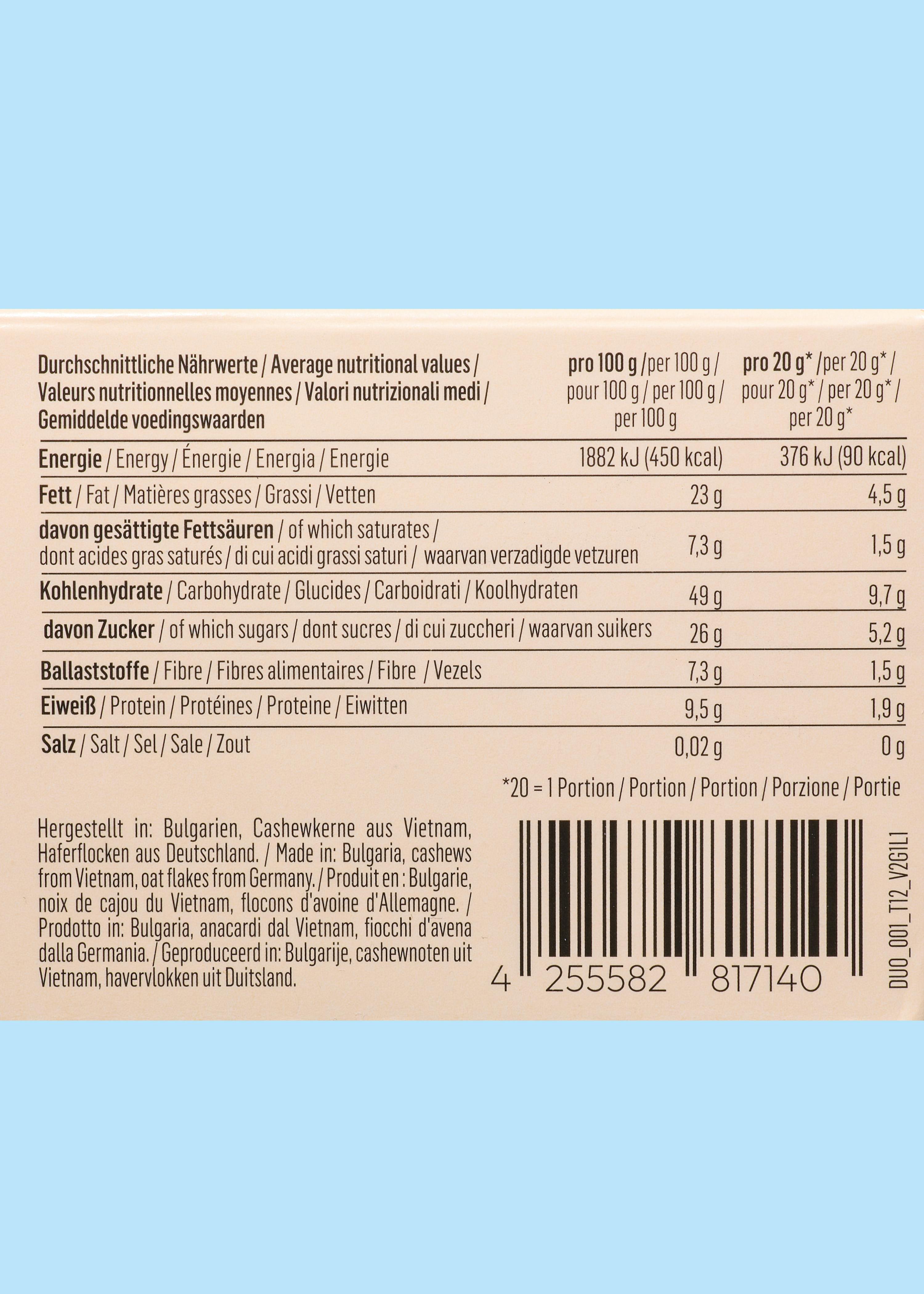 Bio Dark Chocolate Duo Raspberry 2 x 20 g