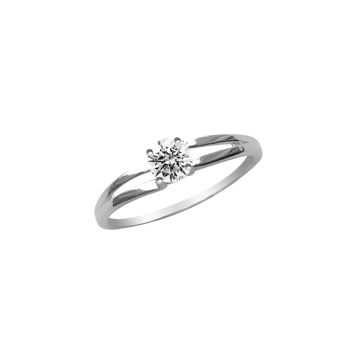 Bague solitaire argent 925 rhodié et oxyde de zirconium