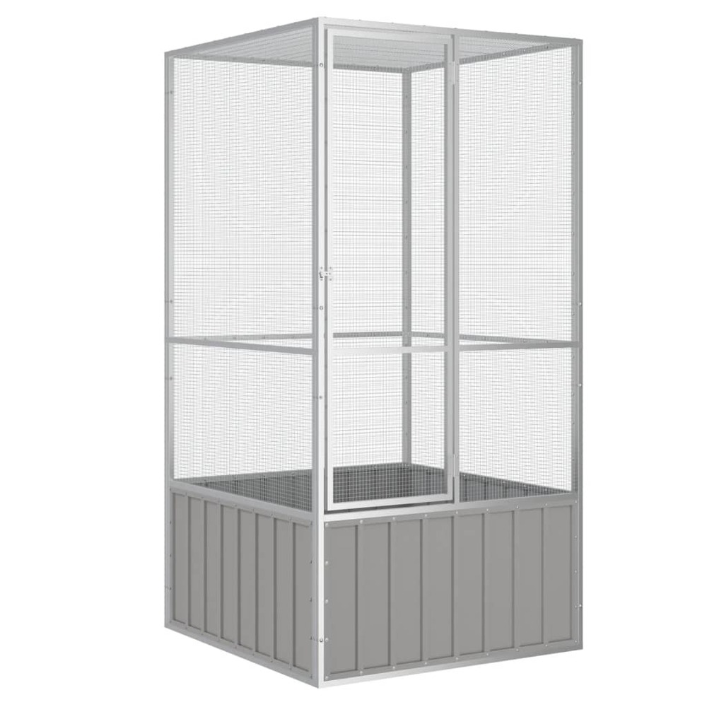 Cage à oiseaux gris 111x107x211,5 cm acier galvanisé