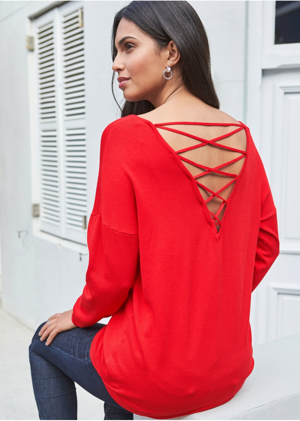 Pull à décolleté dos en V