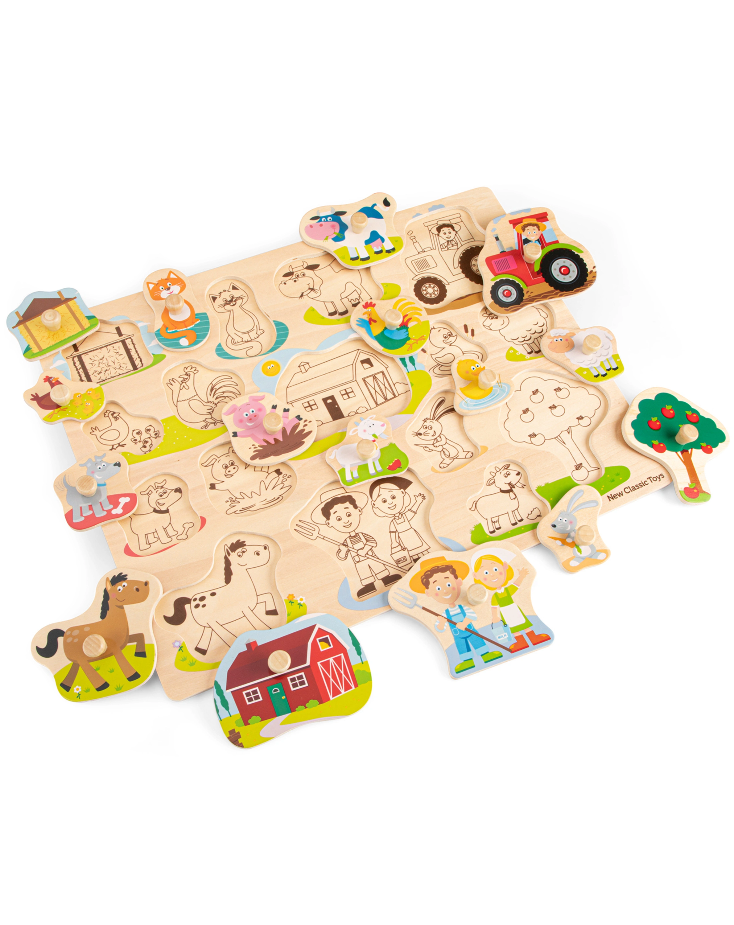 Steckpuzzle BAUERNHOF 16-teilig aus Holz