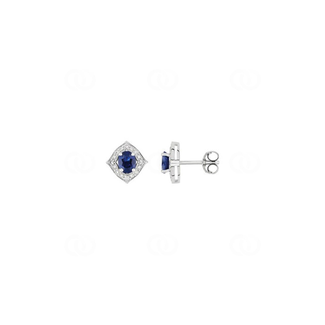 Ohrstecker 750/18 K Weissgold mit Saphir 0.95ct. und Diamanten 0.04ct.