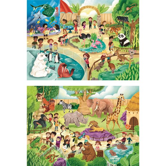 2 puzzles 60 pièces Supercolor au Zoo