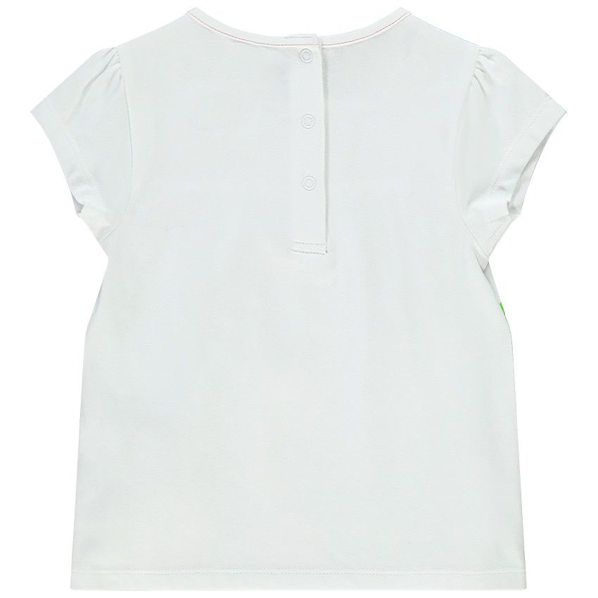 T-shirt manches courtes en jersey avec print jungle et noeud fantaisie pour bébé fille - Blanc