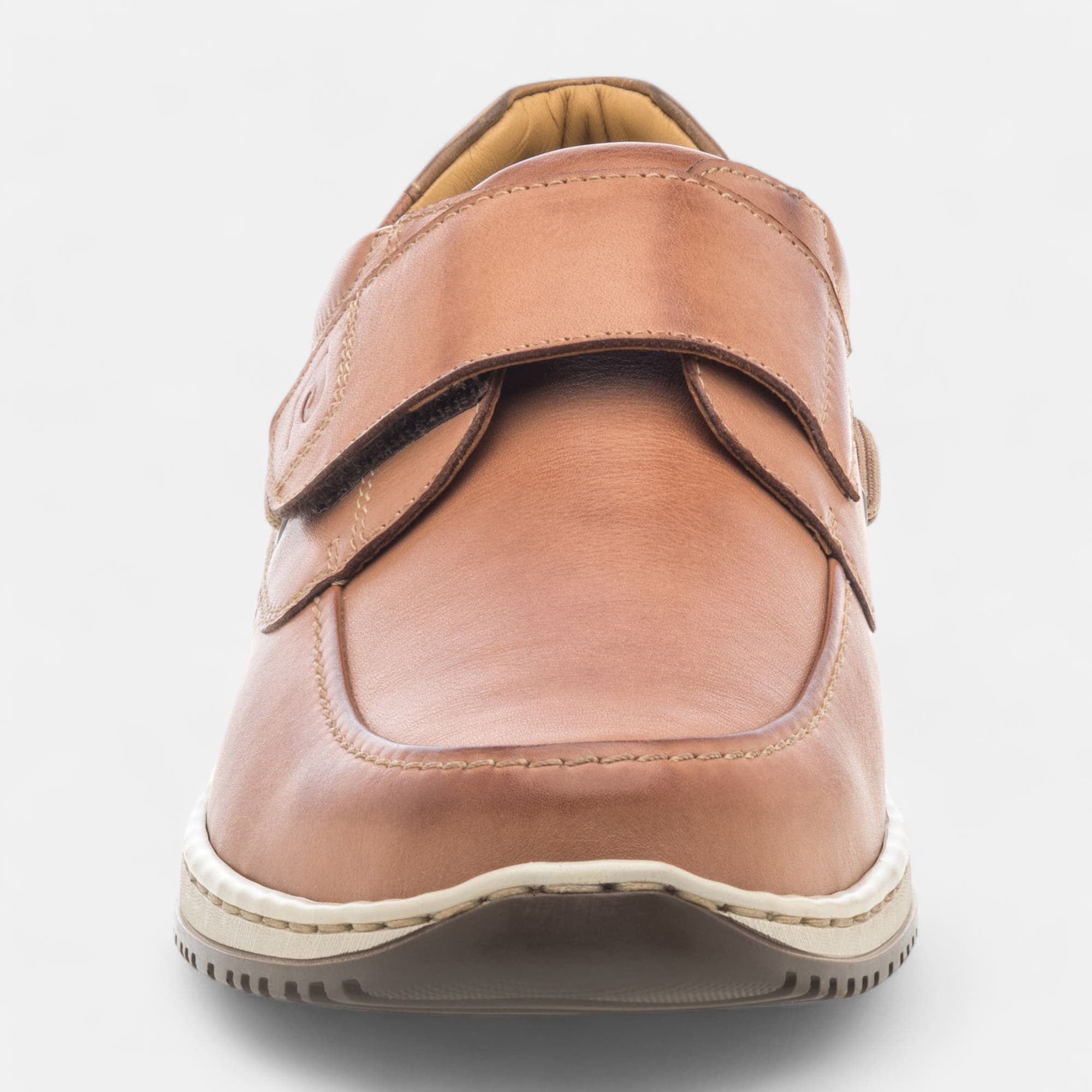 Mocassins pieds sensibles Homme en cuir cognac