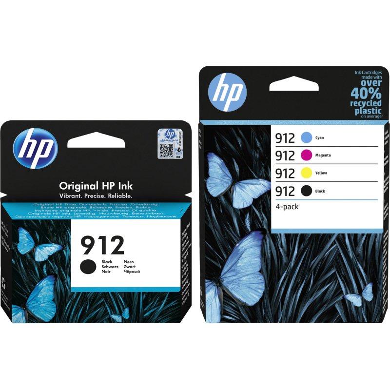HP 912  pack 2 cartouches noires + 3 cartouches couleur pour imprimante jet d'encre