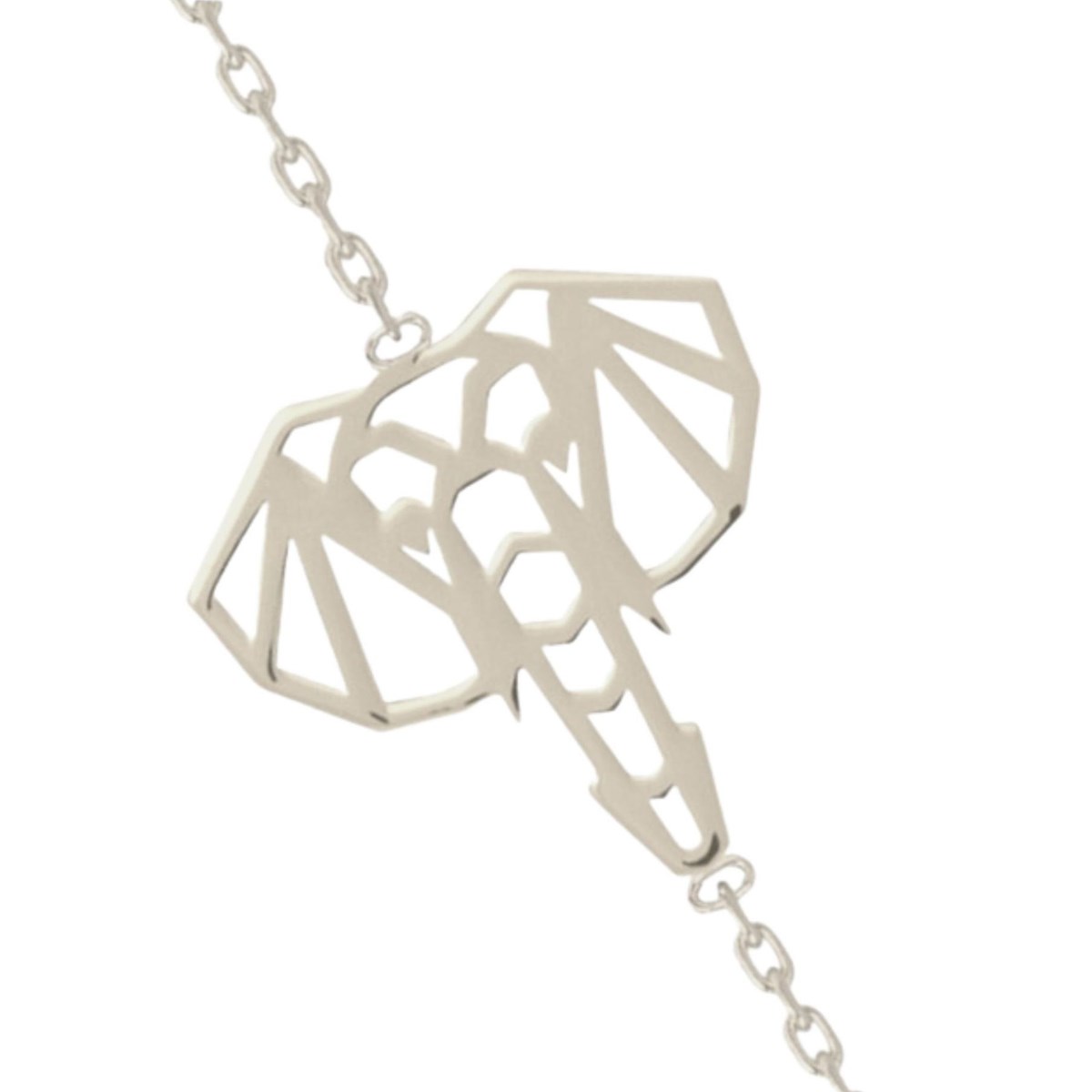Bracelet breloque totem origami tête d'éléphant en argent 925°/00 - 18cm