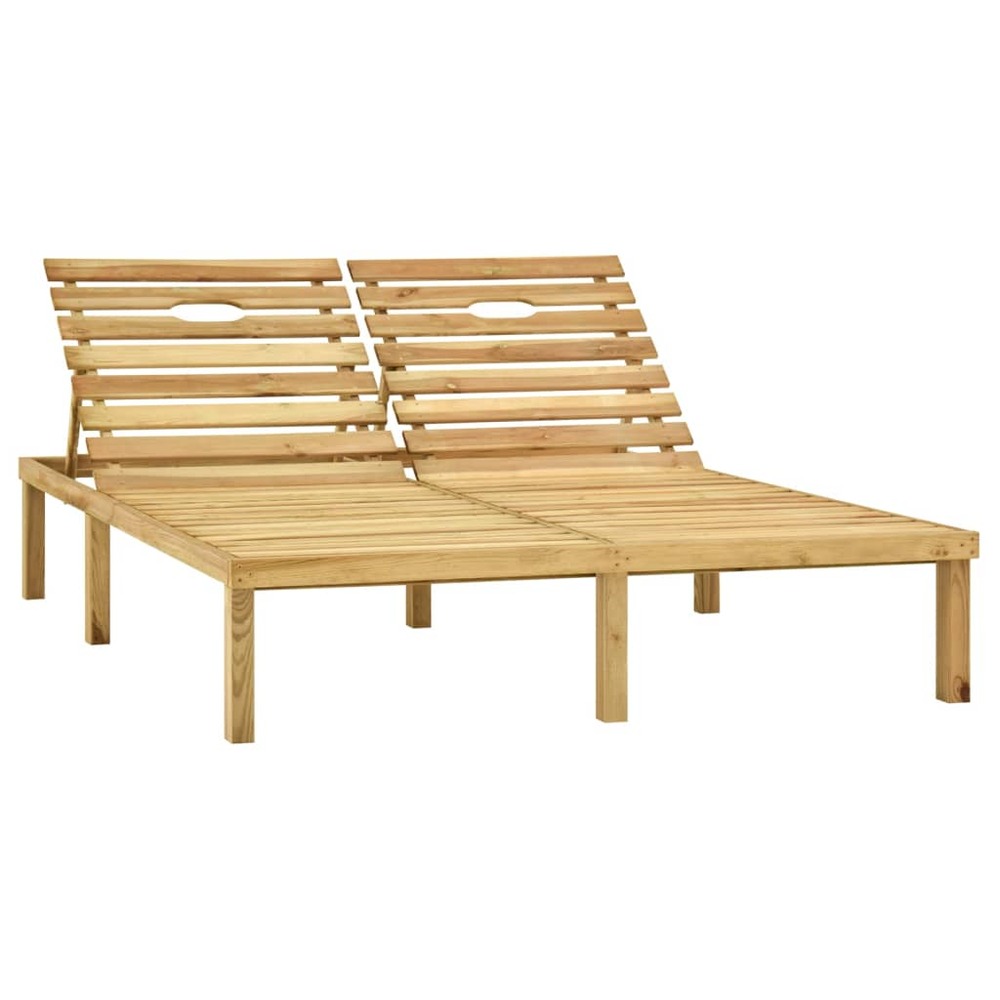 Transat chaise longue bain de soleil lit de jardin terrasse meuble d'extérieur double bois de pin imprégné de vert