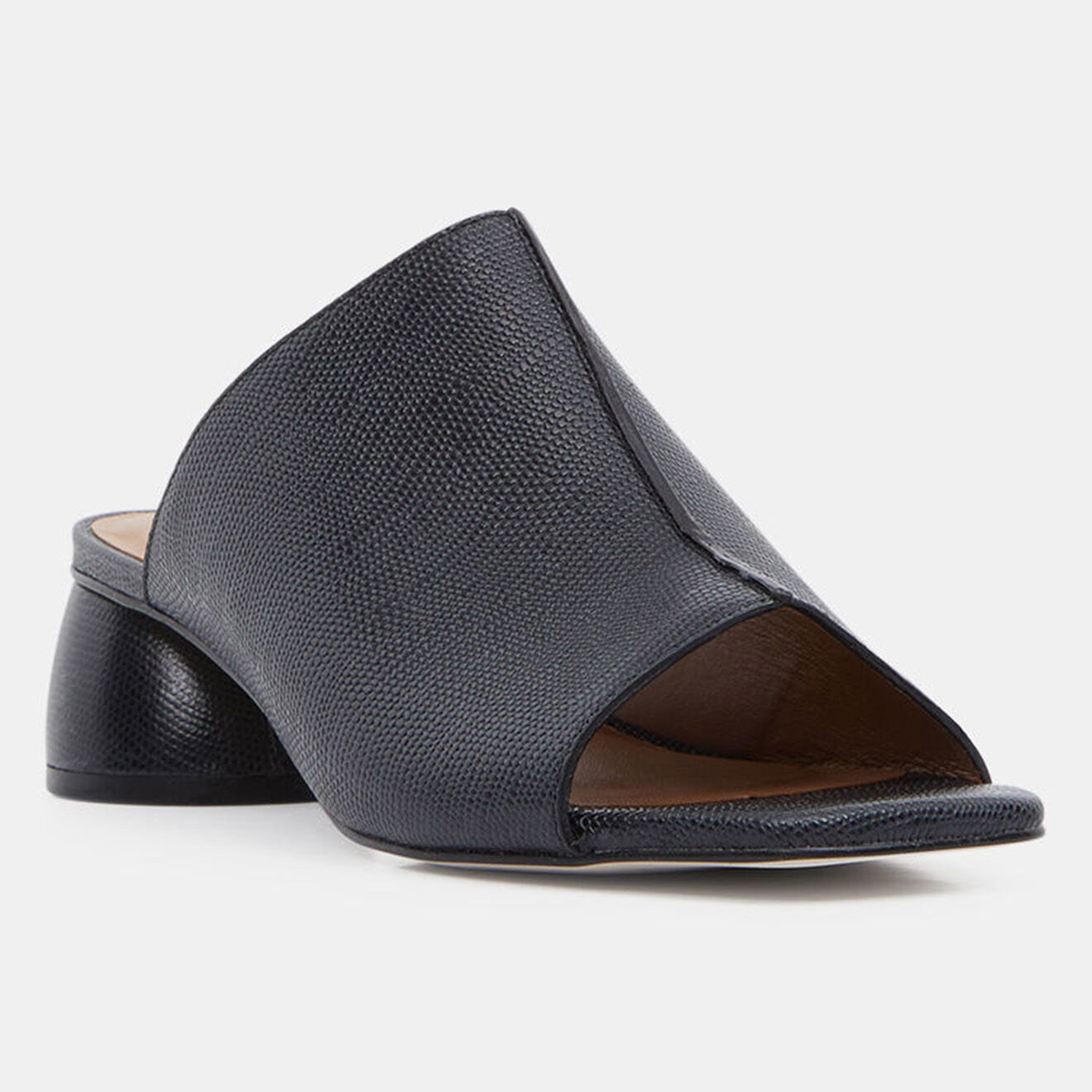 Galeries Lafayette Mules en Cuir à talon rond noires