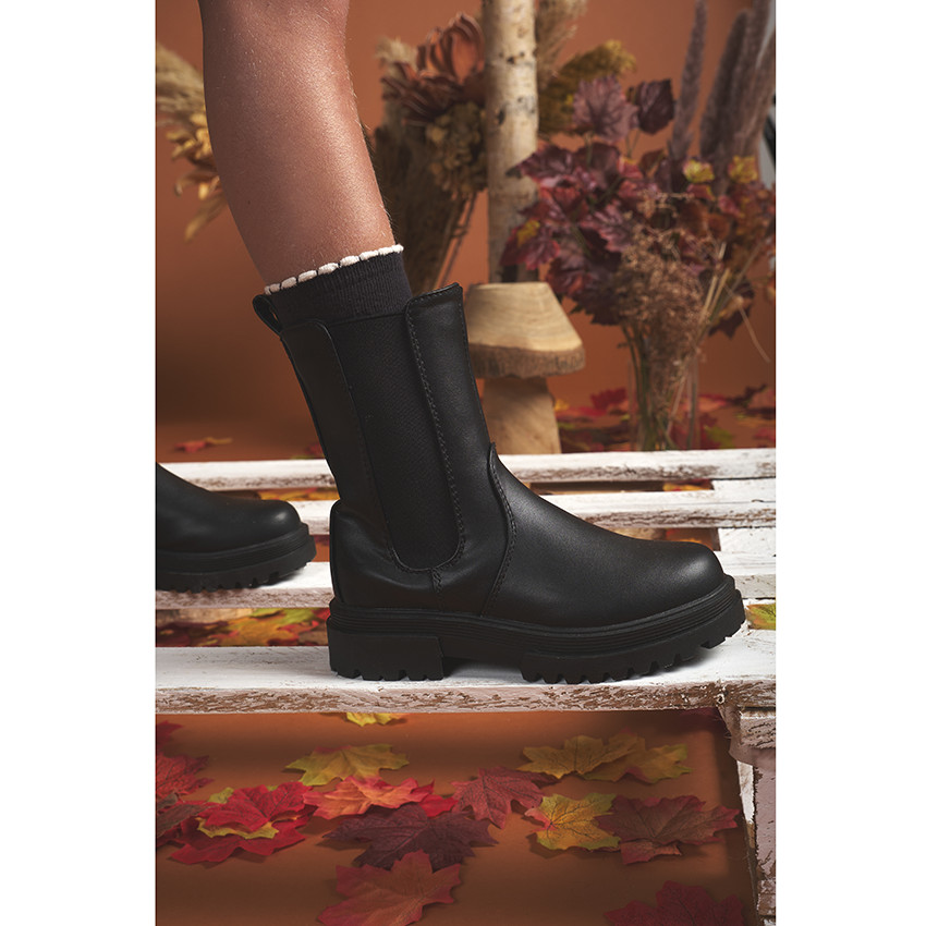 Bottines effet cuir avec semelles chunky pour fille