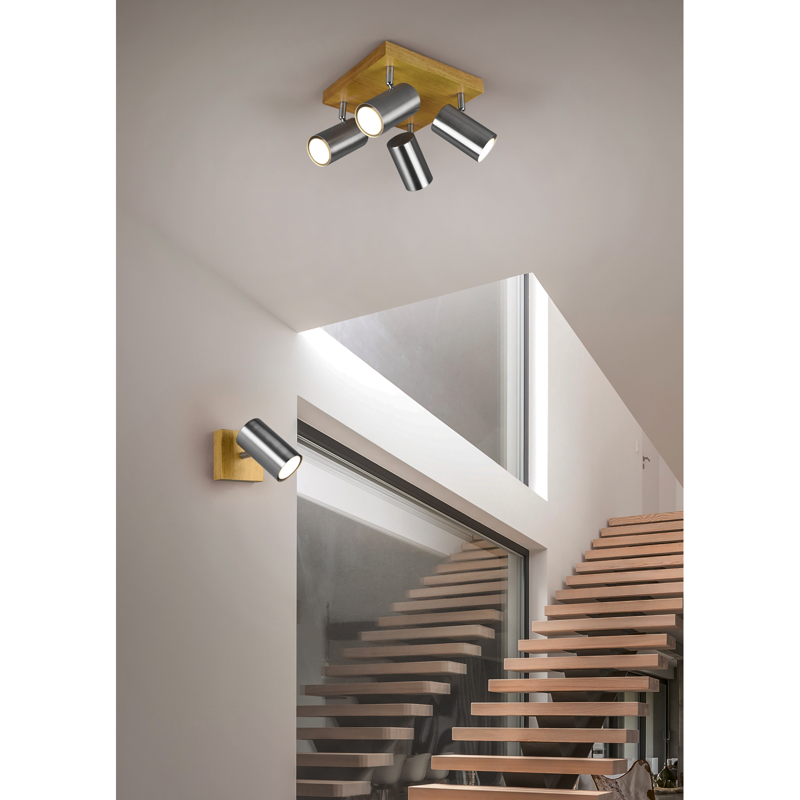 LED-Spot - Nickel matt - Holz - 1-flammig