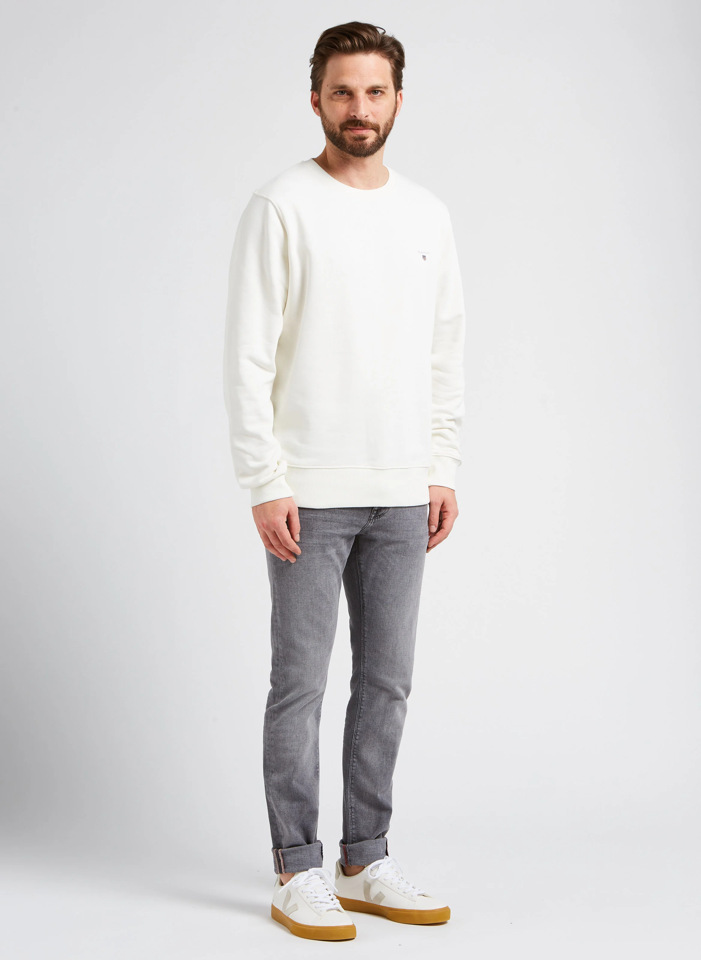 ORIGINAL C-NECK SWEAT - Sweat col rond regular-fit en coton mélangé | Beige