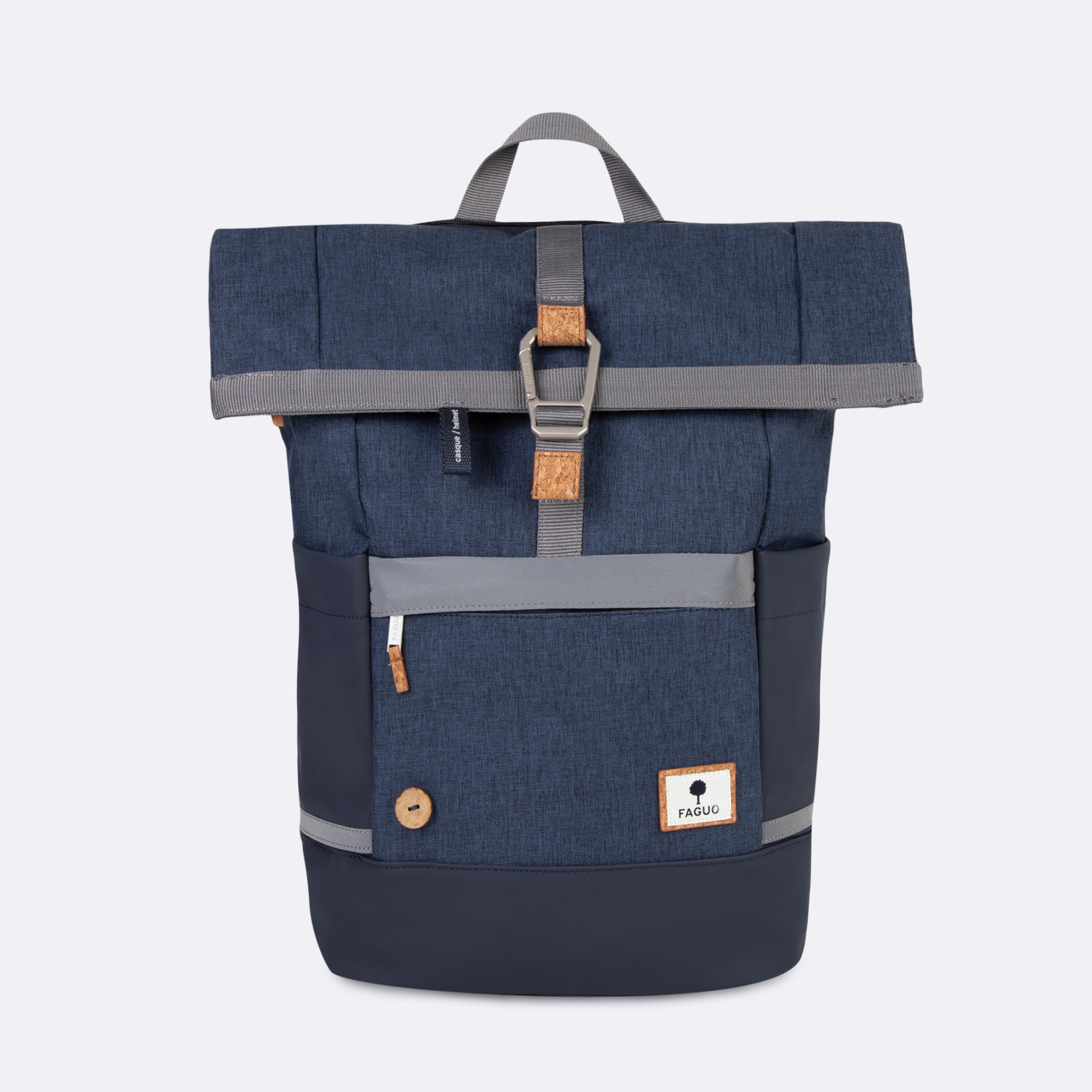 Sac à dos jeans marine végan en polyester recyclé - modèle Cycling medium