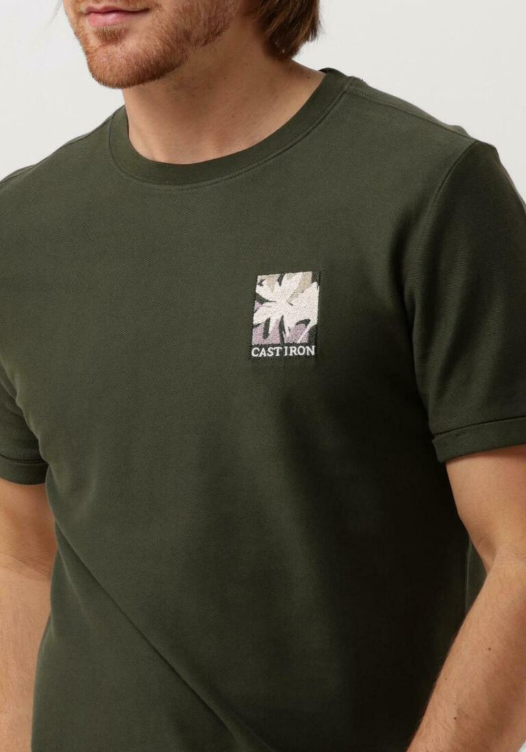 CAST IRON groene cast iron t-shirt short sleeve r-neck regular fit cotton twill