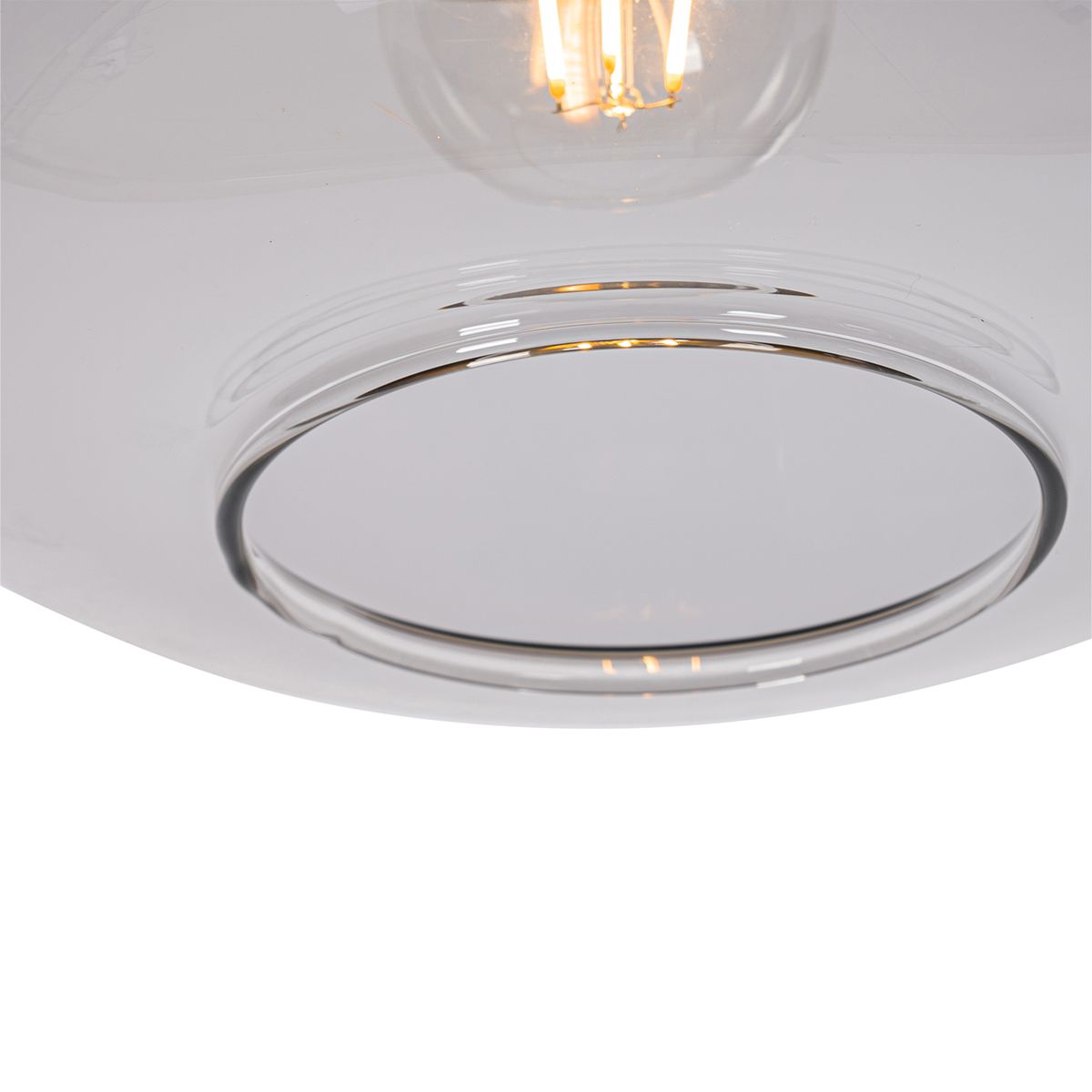 Design hanglamp zwart met goud en smoke glas - Kyan