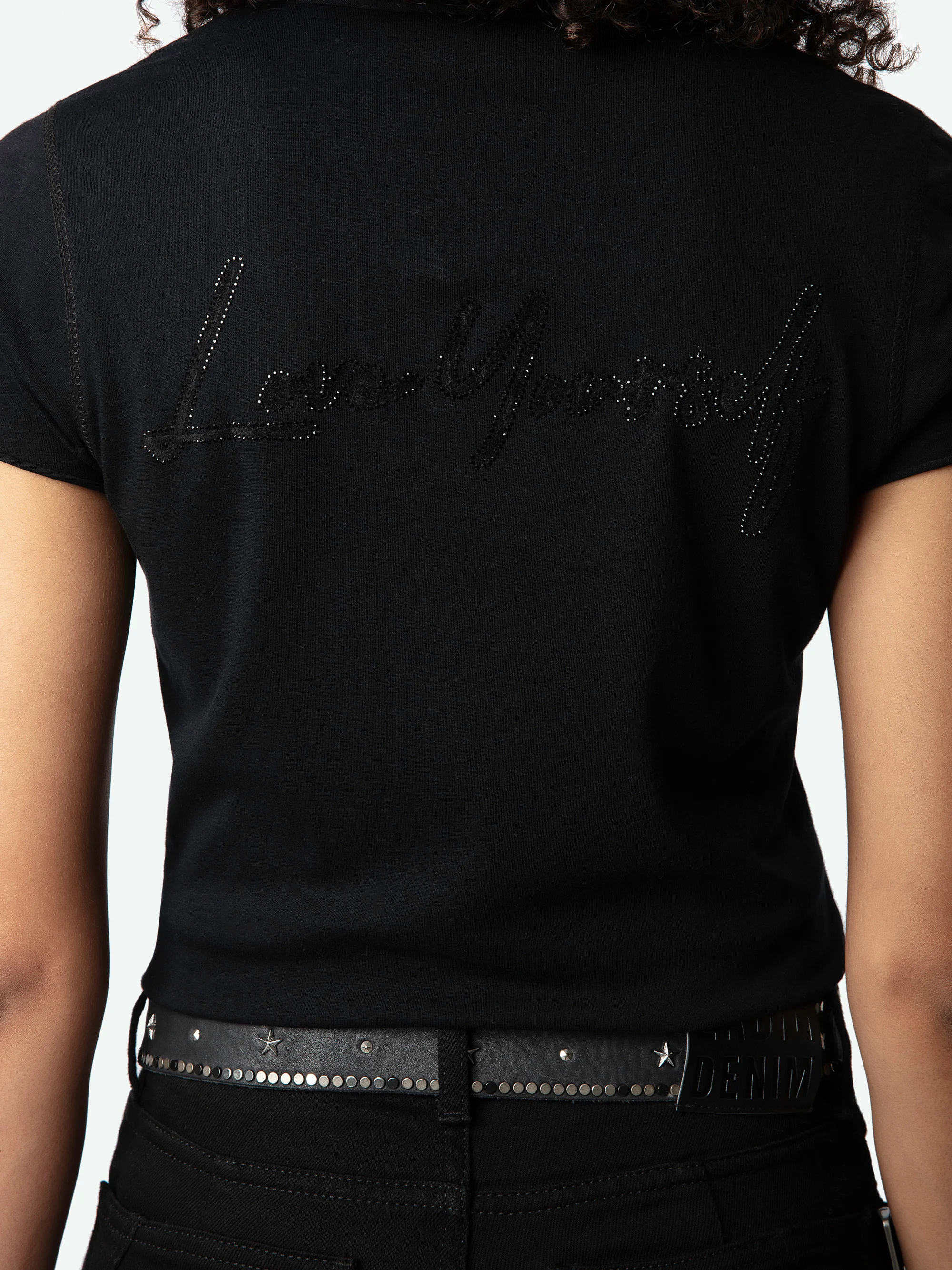 Tee-shirt col V en coton bio | Noir
