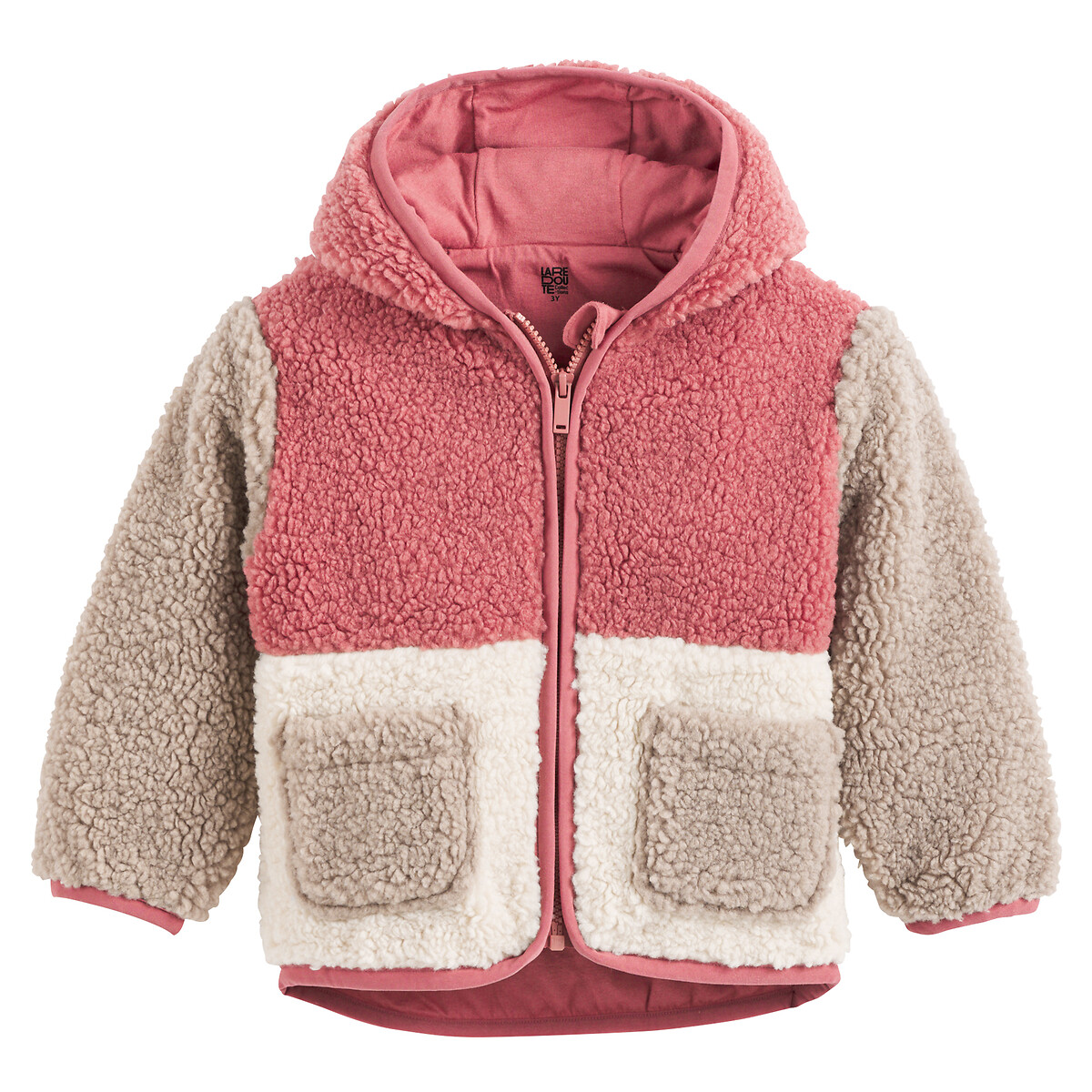 COLEÇÕES LA REDOUTE<br>Cardigã com capuz e zíper frontal, em sherpa com forro em malha