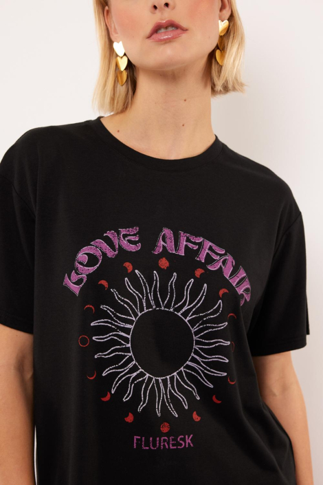 Fluresk zwarte dames t-shirt