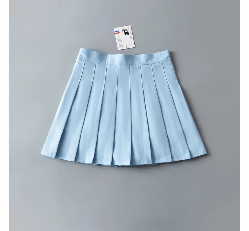 Hollahop - Hoge taille effen geplooide mini A-lijn rok