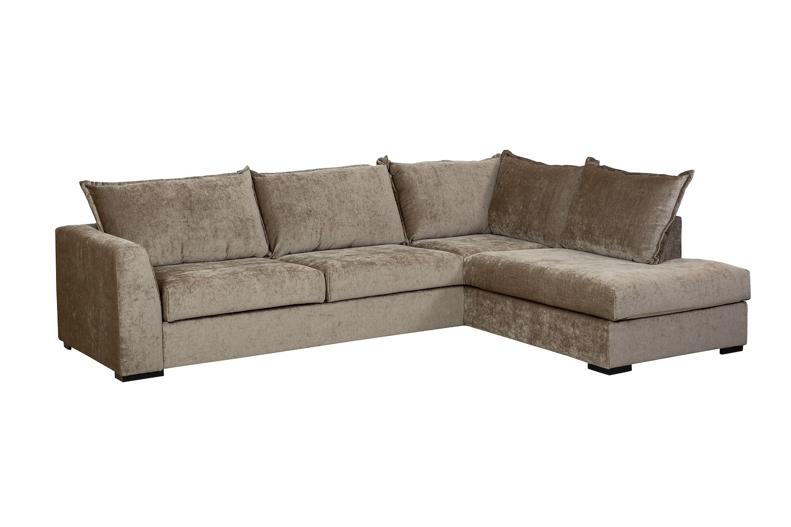Chillux hjørnesofa 2-seter med åpen ende høyre. Tekstil Eros 91B2BK-26 Beige med sorte ben