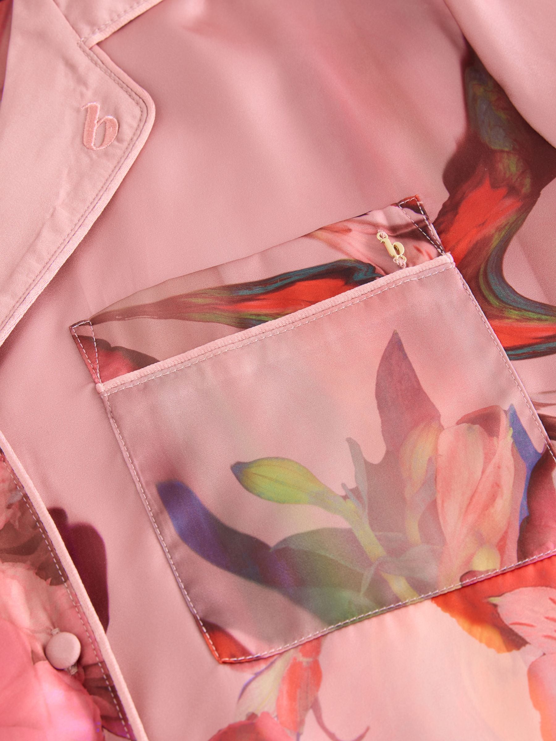 Roze - B by Ted Baker - Satijnen pyjama met knopen