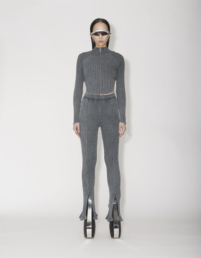 Han kjøbenhavn Jersey Rib Slit Trousers Dark grey