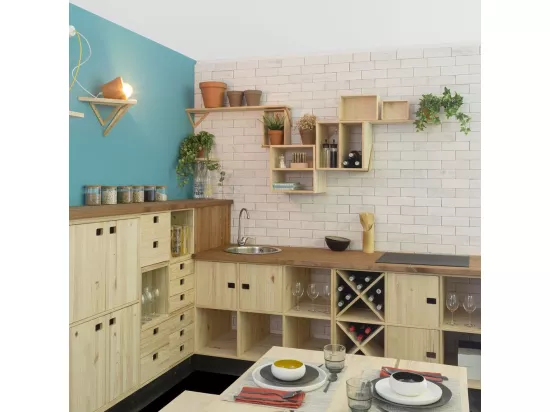 Cube avec range bouteille en pin 12 bouteilles Dinamic