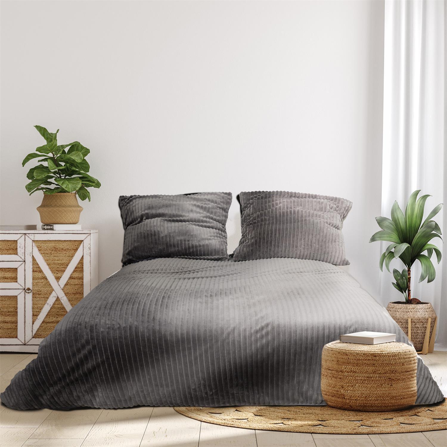 PARURE LIT COTELE GRIS 220X240CM