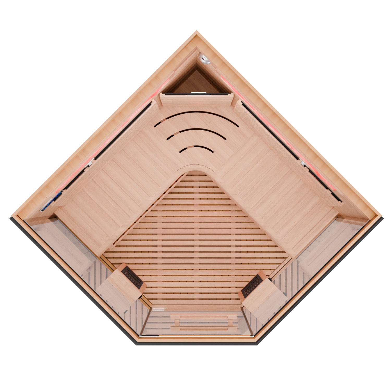Dewello® Infrarotkabine Infrarotsauna KENORA 140x140 für 2-3 Personen aus Hemlockholz, Dual-Therm