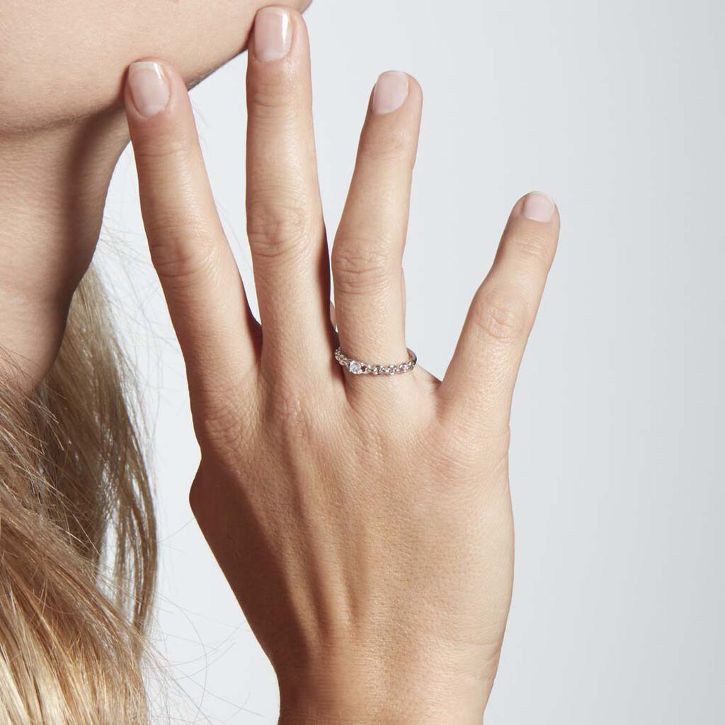 Bague Solitaire Moccus Argent Blanc Oxyde De Zirconium