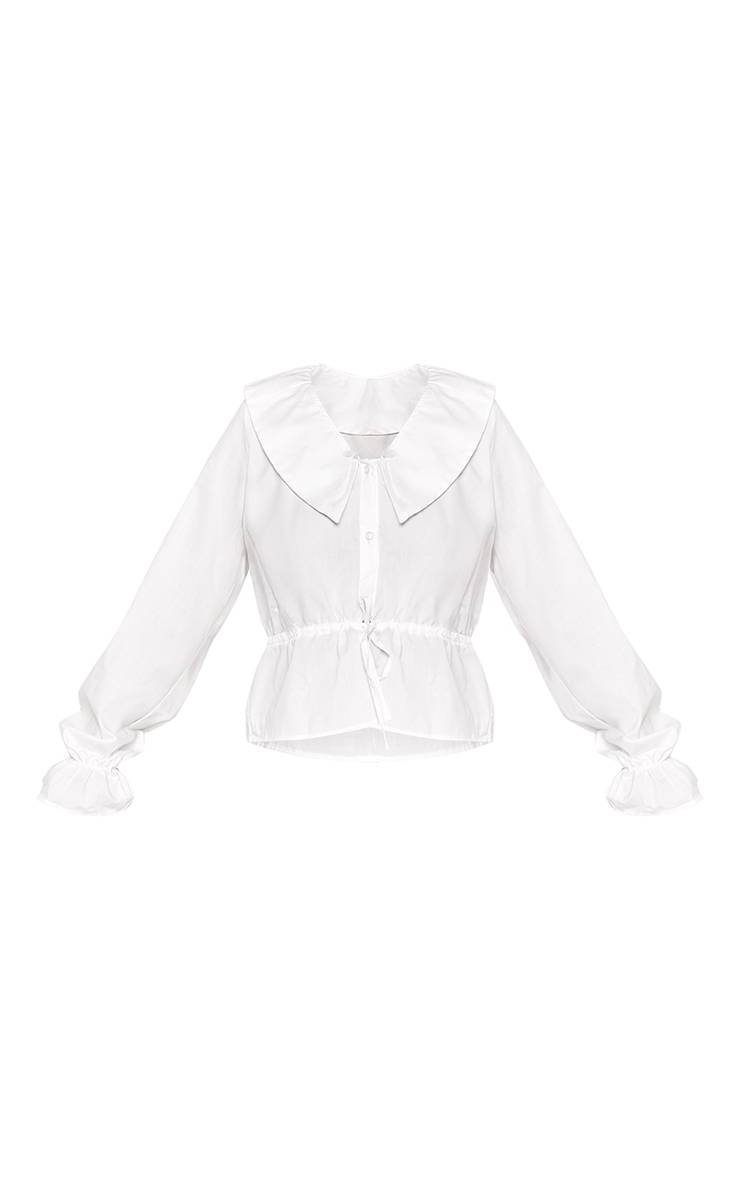 Blanc Chemise Cintrée En Popeline De Coton Avec Col Détaillé